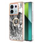 For Xiaomi Redmi Note 13 Pro 5G Global Electroplating Dual-side IMD Phone Case with Ring Holder(Totem Elephant) - 1