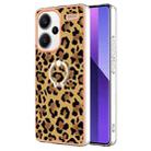 For Xiaomi Redmi Note 13 Pro+ 5G Electroplating Dual-side IMD Phone Case with Ring Holder(Leopard Print) - 1