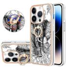 For iPhone 15 Pro Electroplating Dual-side IMD Phone Case with Ring Holder(Totem Elephant) - 1