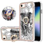 For iPhone SE 2022 / SE 2020 / 8 Electroplating Dual-side IMD Phone Case with Ring Holder(Totem Elephant) - 1