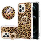 For iPhone 12 / 12 Pro Electroplating Dual-side IMD Phone Case with Ring Holder(Leopard Print) - 1