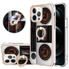 For iPhone 12 / 12 Pro Electroplating Dual-side IMD Phone Case with Ring Holder(Retro Radio) - 1