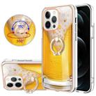 For iPhone 12 / 12 Pro Electroplating Dual-side IMD Phone Case with Ring Holder(Draft Beer) - 1