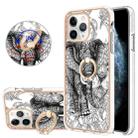 For iPhone 11 Pro Max Electroplating Dual-side IMD Phone Case with Ring Holder(Totem Elephant) - 1