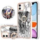 For iPhone 11 Electroplating Dual-side IMD Phone Case with Ring Holder(Totem Elephant) - 1