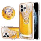 For iPhone 11 Pro Electroplating Dual-side IMD Phone Case with Ring Holder(Draft Beer) - 1