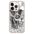 For iPhone 16 Pro Max Electroplating Dual-side IMD Phone Case with Ring Holder(Totem Elephant) - 2