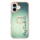 For iPhone 16 Plus Electroplating Dual-side IMD Phone Case with Ring Holder(Smile) - 2