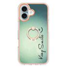 For iPhone 16 Electroplating Dual-side IMD Phone Case with Ring Holder(Smile) - 2