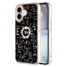 For iPhone 16 Electroplating Dual-side IMD Phone Case with Ring Holder(Equation) - 1