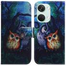 For OnePlus Nord 3 Coloured Drawing Flip Leather Phone Case(Oil Painting Owl) - 1