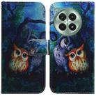 For OnePlus Ace 3 Pro Coloured Drawing Flip Leather Phone Case(Oil Painting Owl) - 1