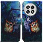 For OnePlus 13 Coloured Drawing Flip Leather Phone Case(Oil Painting Owl) - 1