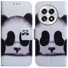 For OnePlus 13 Coloured Drawing Flip Leather Phone Case(Panda) - 1