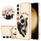 For Samsung Galaxy S23+ 5G Electroplating Dual-side IMD Phone Case with Ring Holder(Lucky Dog) - 1