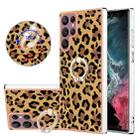 For Samsung Galaxy S22 Ultra 5G Electroplating Dual-side IMD Phone Case with Ring Holder(Leopard Print) - 1