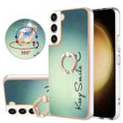 For Samsung Galaxy S22+ 5G Electroplating Dual-side IMD Phone Case with Ring Holder(Smile) - 1
