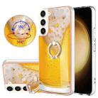 For Samsung Galaxy S22+ 5G Electroplating Dual-side IMD Phone Case with Ring Holder(Draft Beer) - 1