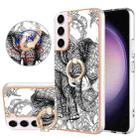 For Samsung Galaxy S22 5G Electroplating Dual-side IMD Phone Case with Ring Holder(Totem Elephant) - 1