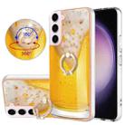 For Samsung Galaxy S22 5G Electroplating Dual-side IMD Phone Case with Ring Holder(Draft Beer) - 1