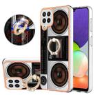 For Samsung Galaxy A22 4G EU Version Electroplating Dual-side IMD Phone Case with Ring Holder(Retro Radio) - 1