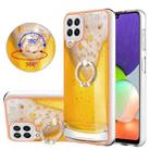 For Samsung Galaxy A22 4G EU Version Electroplating Dual-side IMD Phone Case with Ring Holder(Draft Beer) - 1