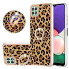 For Samsung Galaxy A22 5G US Version Electroplating Dual-side IMD Phone Case with Ring Holder(Leopard Print) - 1