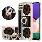 For Samsung Galaxy A22 5G US Version Electroplating Dual-side IMD Phone Case with Ring Holder(Retro Radio) - 1