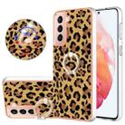 For Samsung Galaxy S21 5G Electroplating Dual-side IMD Phone Case with Ring Holder(Leopard Print) - 1