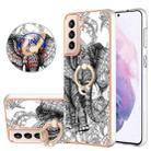 For Samsung Galaxy S21+ 5G Electroplating Dual-side IMD Phone Case with Ring Holder(Totem Elephant) - 1