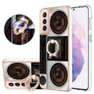 For Samsung Galaxy S21+ 5G Electroplating Dual-side IMD Phone Case with Ring Holder(Retro Radio) - 1
