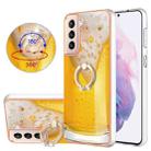 For Samsung Galaxy S21+ 5G Electroplating Dual-side IMD Phone Case with Ring Holder(Draft Beer) - 1