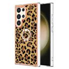 For Samsung Galaxy S24 Ultra 5G Electroplating Dual-side IMD Phone Case with Ring Holder(Leopard Print) - 1