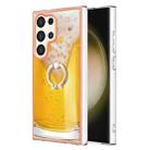 For Samsung Galaxy S24 Ultra 5G Electroplating Dual-side IMD Phone Case with Ring Holder(Draft Beer) - 1