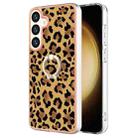 For Samsung Galaxy S24 5G Electroplating Dual-side IMD Phone Case with Ring Holder(Leopard Print) - 1