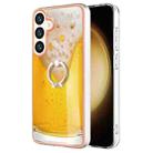 For Samsung Galaxy S24 5G Electroplating Dual-side IMD Phone Case with Ring Holder(Draft Beer) - 1