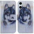 For Sony Xperia 10 VI Coloured Drawing Flip Leather Phone Case(White Wolf) - 1