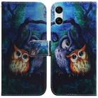 For Sony Xperia 10 VI Coloured Drawing Flip Leather Phone Case(Oil Painting Owl) - 1