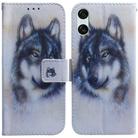 For Sony Xperia 5 VI Coloured Drawing Flip Leather Phone Case(White Wolf) - 1