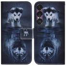 For Sony Xperia 1 VII Coloured Drawing Flip Leather Phone Case(Wolf and Dog) - 1