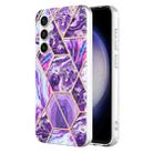 For Samsung Galaxy S23 FE 5G Electroplating Splicing Marble TPU Phone Case(Dark Purple) - 1