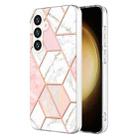 For Samsung Galaxy S24+ 5G Electroplating Splicing Marble TPU Phone Case(Pink White) - 1
