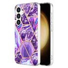 For Samsung Galaxy S24+ 5G Electroplating Splicing Marble TPU Phone Case(Dark Purple) - 1