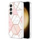 For Samsung Galaxy S24 5G Electroplating Splicing Marble TPU Phone Case(Pink White) - 1