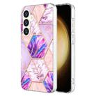 For Samsung Galaxy S24 5G Electroplating Splicing Marble TPU Phone Case(Light Purple) - 1