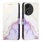 For Honor Play 50 PT003 Marble Pattern Flip Leather Phone Case(White Purple) - 2