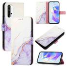 For Honor 20 / 20 Pro / 20S PT003 Marble Pattern Flip Leather Phone Case(White Purple) - 1