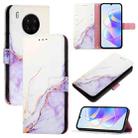 For Honor 50 Lite / Huawei nova 8i PT003 Marble Pattern Flip Leather Phone Case(White Purple) - 1