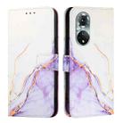 For Honor 50 Pro / Huawei nova 9 Pro PT003 Marble Pattern Flip Leather Phone Case(White Purple) - 2