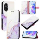 For Honor 50 SE / Huawei nova 9 SE PT003 Marble Pattern Flip Leather Phone Case(White Purple) - 1